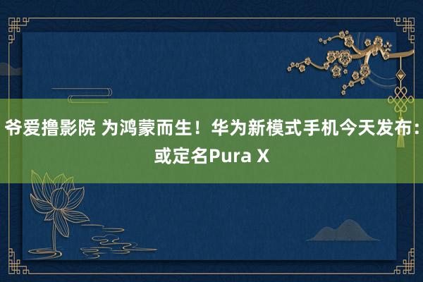 爷爱撸影院 为鸿蒙而生！华为新模式手机今天发布：或定名Pura X
