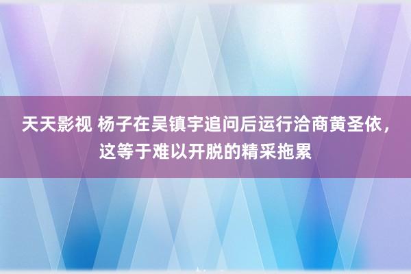 天天影视 杨子在吴镇宇追问后运行洽商黄圣依，这等于难以开脱的精采拖累
