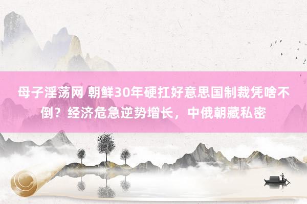 母子淫荡网 朝鲜30年硬扛好意思国制裁凭啥不倒？经济危急逆势增长，中俄朝藏私密