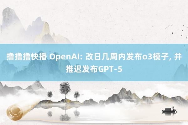 撸撸撸快播 OpenAI: 改日几周内发布o3模子, 并推迟发布GPT-5