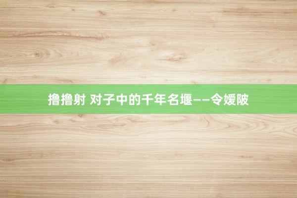 撸撸射 对子中的千年名堰——令嫒陂