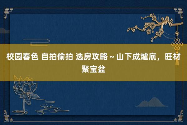 校园春色 自拍偷拍 选房攻略～山下成爐底，旺材聚宝盆