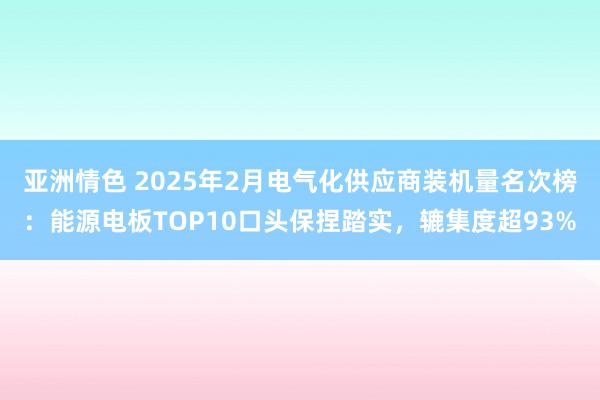 亚洲情色 2025年2月电气化供应商装机量名次榜：能源电板TOP10口头保捏踏实，辘集度超93%